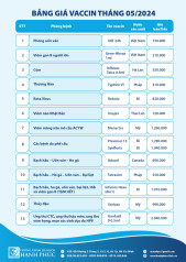 BẢNG GIÁ VACCINE THÁNG 5/2024