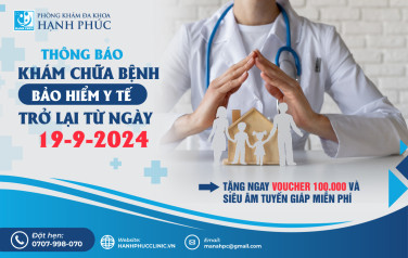 THÔNG BÁO THỜI GIAN NHẬN KCB BHYT SẼ BẮT ĐẦU TỪ 19/09/2024.