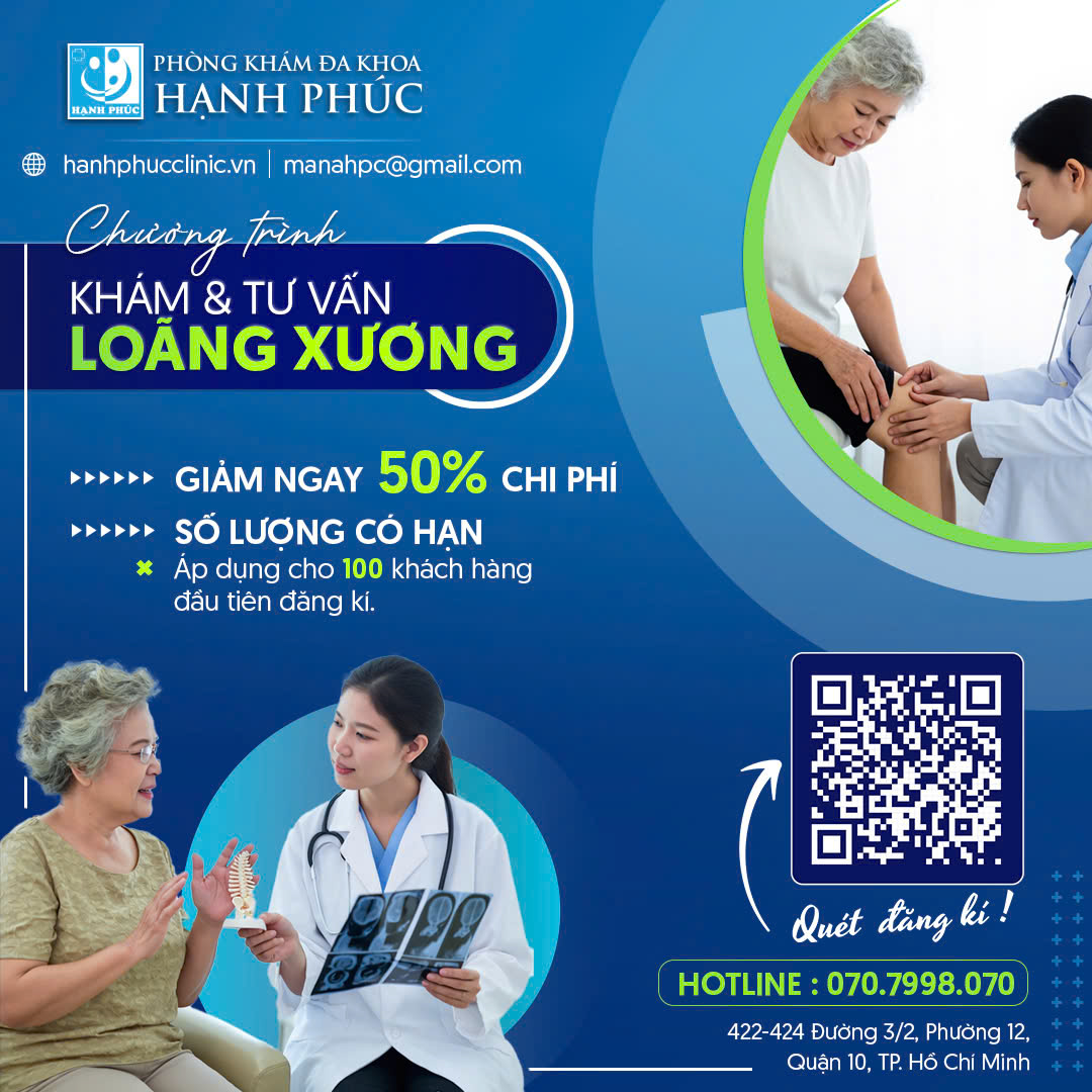 ƯU ĐÃI CỰC KHỦNG: GIẢM NGAY 50% CHI PHÍ KHÁM VÀ TƯ VẤN LOÃNG XƯƠNG